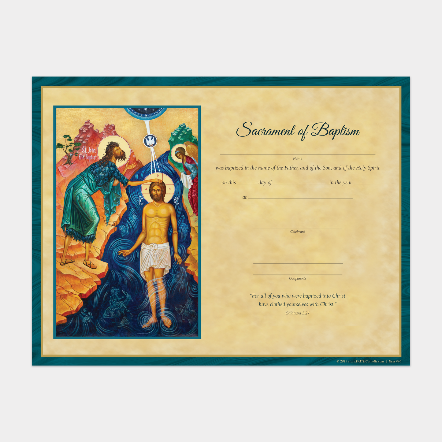 Sacraments of Initiation Certificate for Baptism