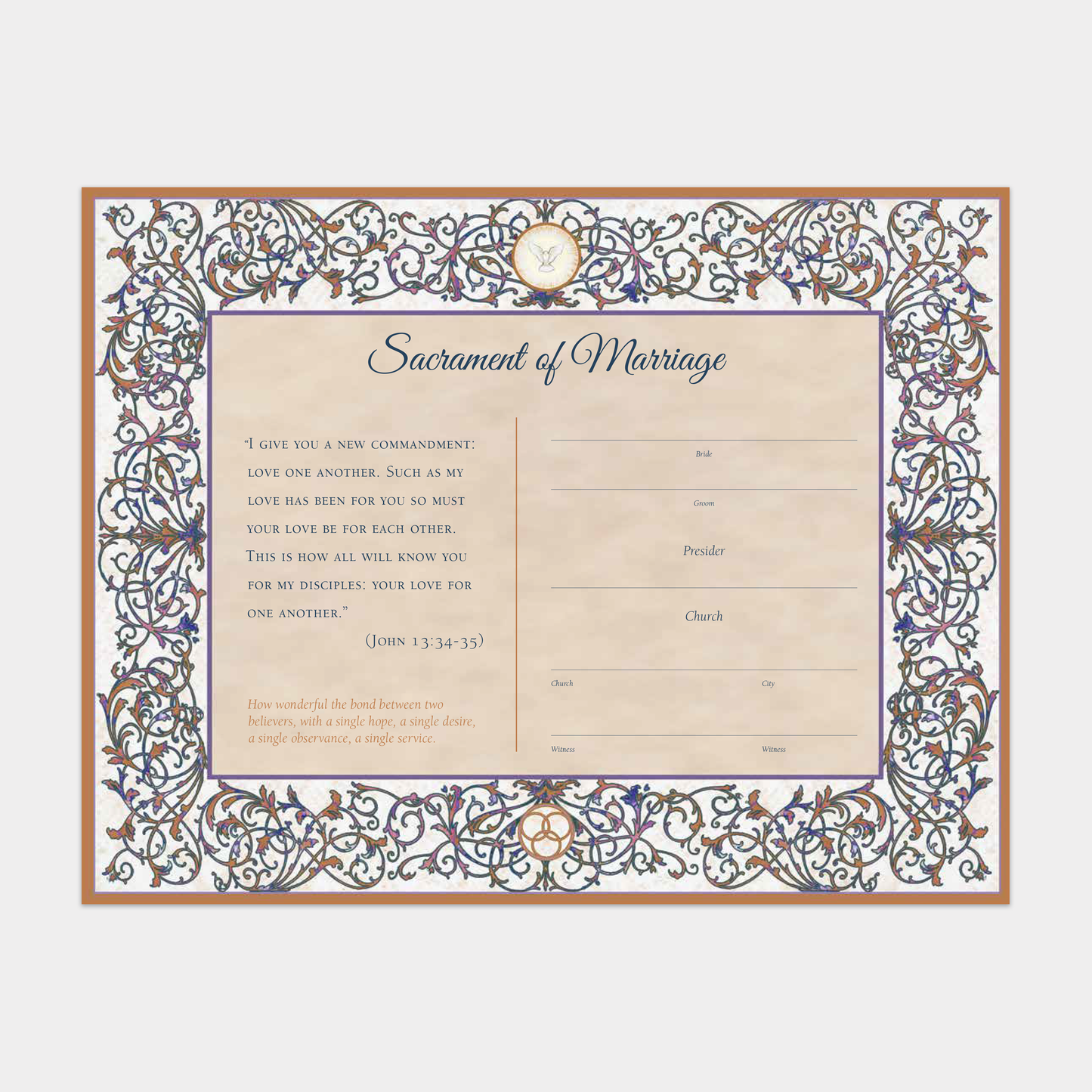 Sacrament of Marriage Certificate