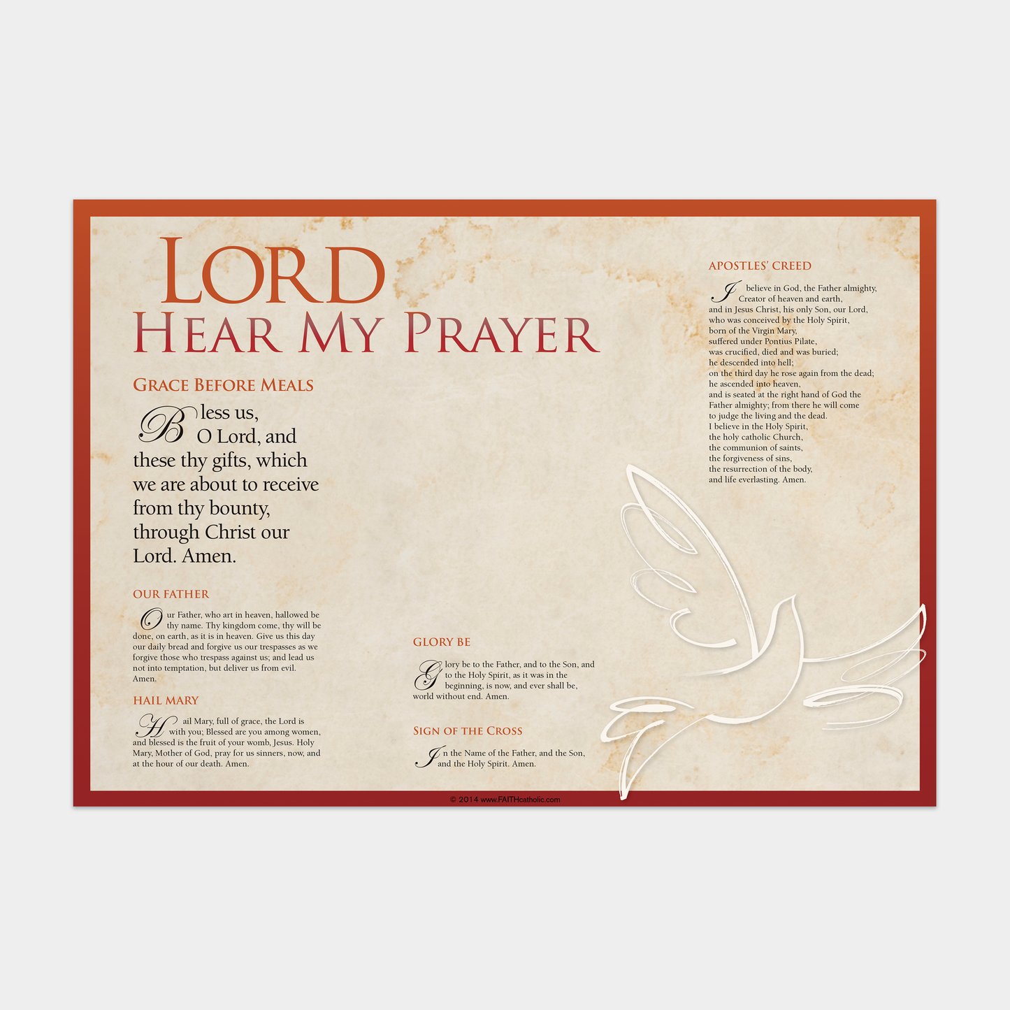 Common Catholic Prayers Placemats